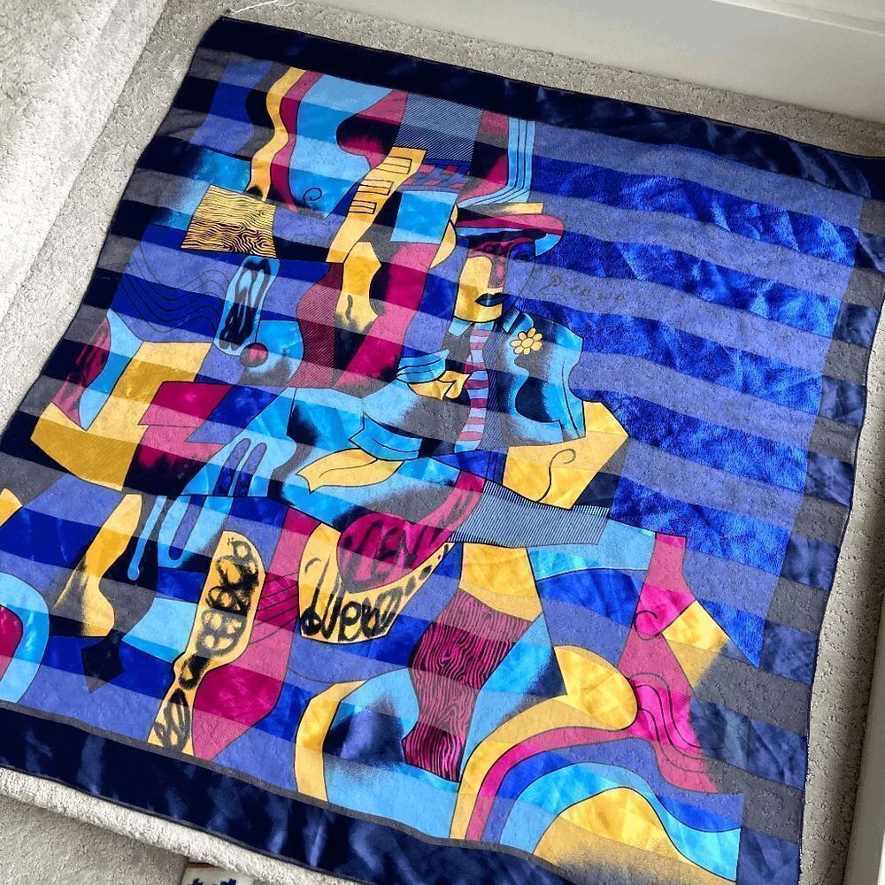Silky Synthetic Picasso Fine Art Abstract Large Scarf Wrap Shawl - 41" Square